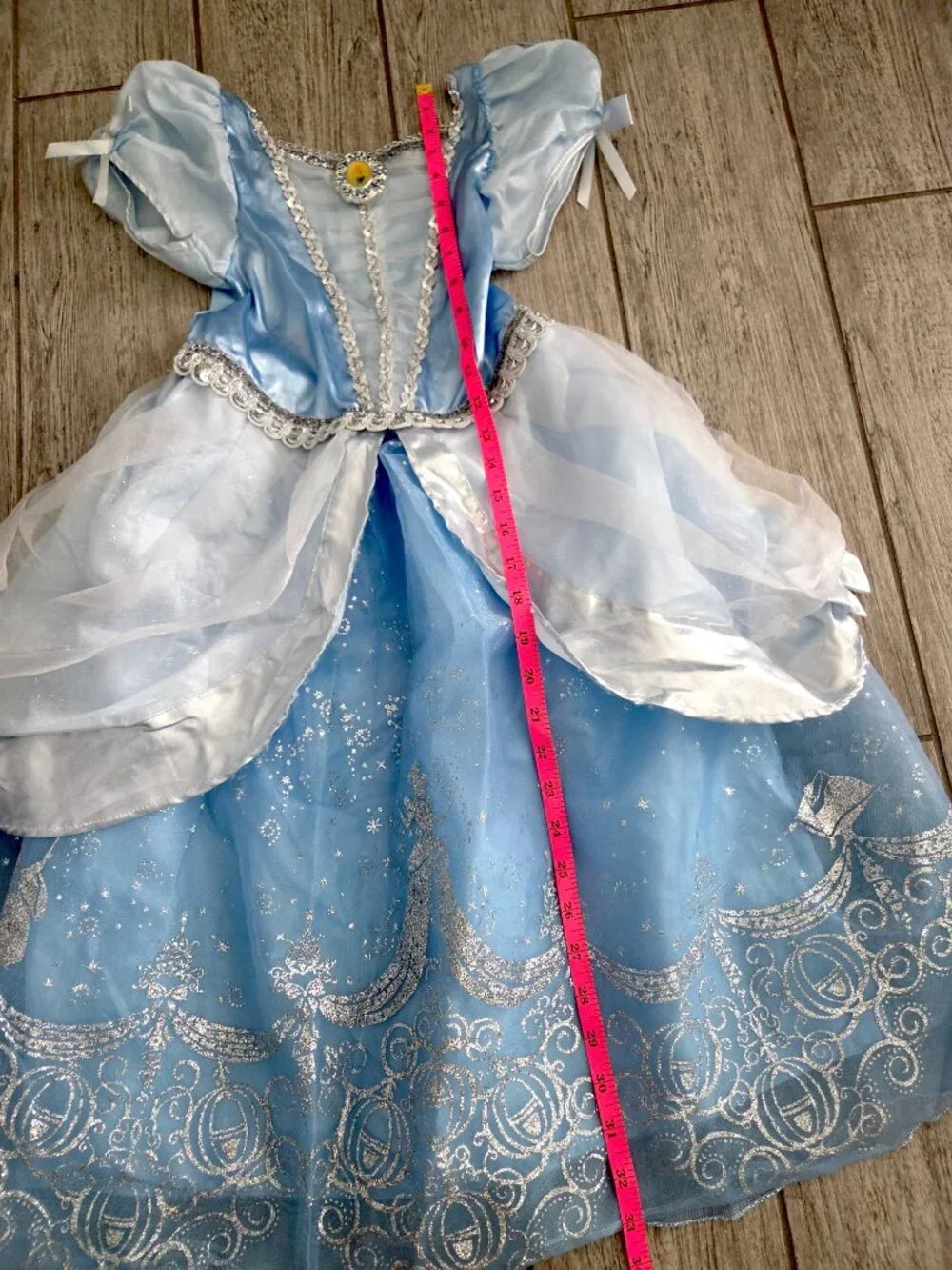 Disney Store Cinderella Princess Costume Dress Blue Sparkle Girls Size S 5/6